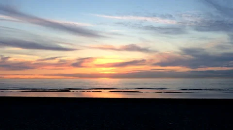 Colorful Sunset on Beach 2 Stock Footage 37035104