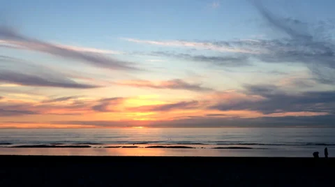 Colorful Sunset on Beach 3 Stock Footage 37035142