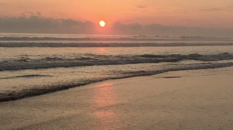 Colorful Sunset at Beach Stock Footage 48937063