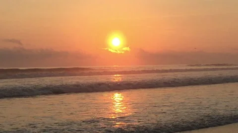 Colorful Sunset at Beach Stock Footage 48937669