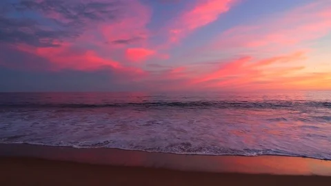 Colorful sunset at the beach Stock Footage