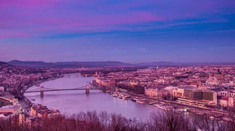 Colorful sunset in Budapest Stock Footage 46702993