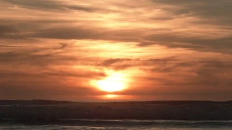 Colorful Sunset Clouds Over Ocean Time Lapse Stock Footage 69073876