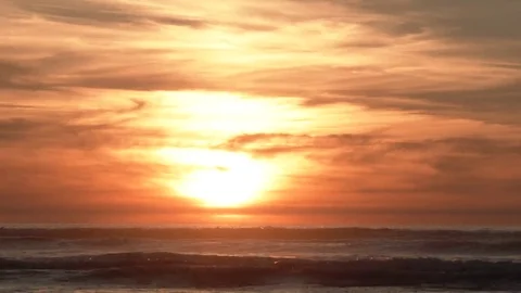 Colorful Sunset Clouds Over Ocean Scenic Video stock 69075919