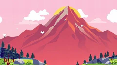 Colorful Sunset: Hilly Mountain in View Stock Footage 307978699