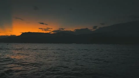 Colorful Sunset with moon at beach Stock Footage 150510357