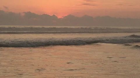 Colorful Sunset at Ocean Beach, Clouds Stock Footage 48936699