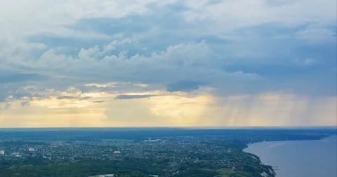 Colorful sunset over the golf course in the private residence  Cityscape Aerial  Stock Footage 111448152