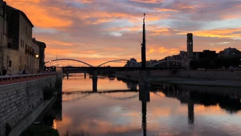 Colorful sunset over the river Stock Footage 141453448