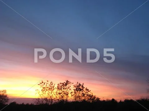 Colorful Sunset Over Western Michigan Stock Photos