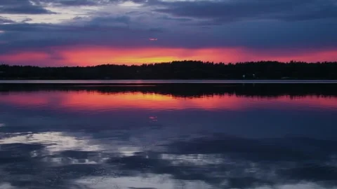 Colorful sunset on the river Stock Footage 246881309