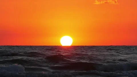 Colorful sunset on the sea during a storm Stock Footage