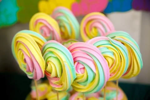 Colorful sweet merengue Stock Photos