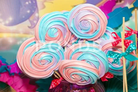 Colorful sweet merengue Stock Photos