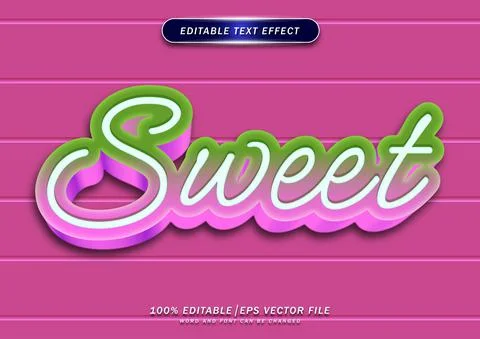 Colorful sweet text editable effect Stock Illustration