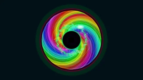 Colorful swirl of light in a circular pattern on a dark background Stock Footage 337301612