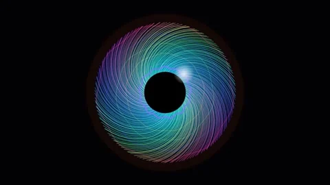 Colorful swirl pattern on black background with circular motion Stock Footage 336995618