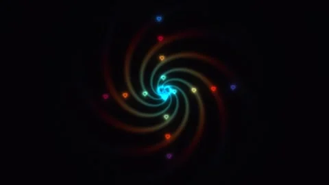 Colorful swirl pattern with bright points on black Stock Footage 338276969
