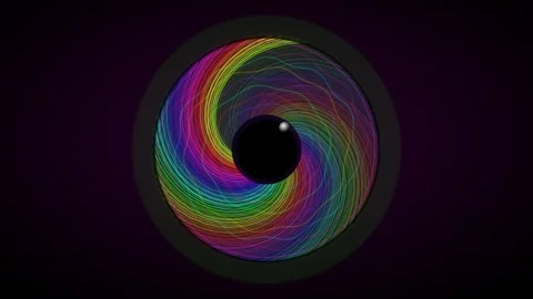 Colorful swirl pattern in a circle on dark background Stock Footage 337233798