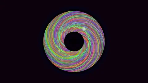 Colorful swirling lines create a circle against a dark background Stock Footage 337301861