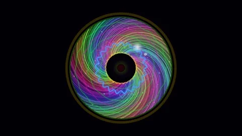 Colorful swirling lines create a circular pattern on black background Stock Footage 337301292