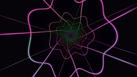 Colorful swirling lines create dynamic motion in dark Stock Footage 340380980