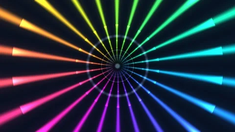 Colorful swirling motion graphics with light rays in circular pattern Stock Footage 345004529