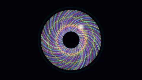 Colorful swirling patterns in a circular design on black background Stock Footage 337301272