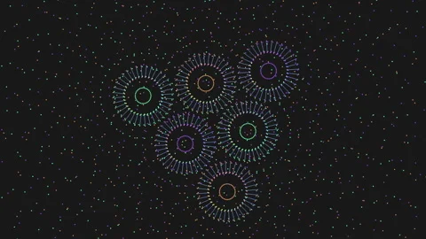 Colorful symmetrical circle pattern on black background Stock Footage 285683635