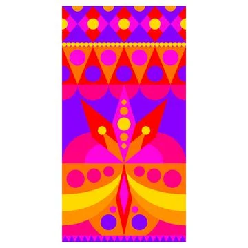 Colorful symmetrical geometric pattern inspired by folklore art Stock Illustration