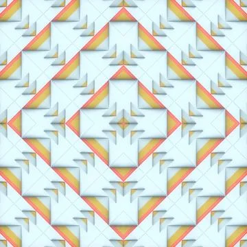 Colorful symmetrical pattern of conical shapes on blue background. 3d render Stockillustratie