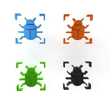 Colorful System bug concept icon isolated on white background. Code bug con.. Illustrazione stock