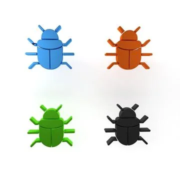 Colorful System bug concept icon isolated on white background. Code bug con.. Illustrazione stock