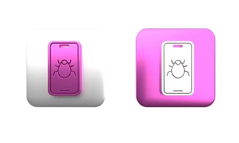 Colorful System bug on mobile icon isolated on white background. Code bug c.. 写真素材