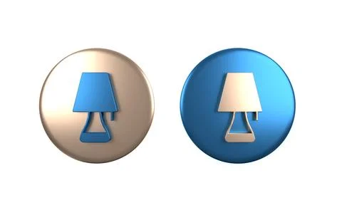 Colorful Table lamp icon isolated on white background. Circle button. 3D re.. Stock Illustration