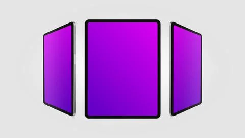 Colorful Tablet from Different Angles. Editable Mockup Stock Illustration