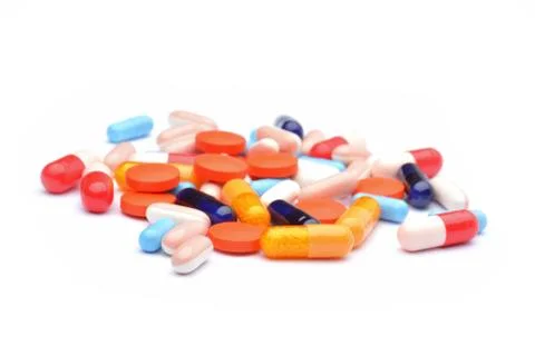 Colorful tablets with capsules Stock Photos