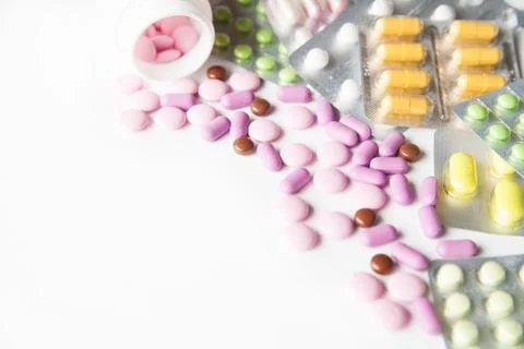 Colorful tablets on white background Foto stock