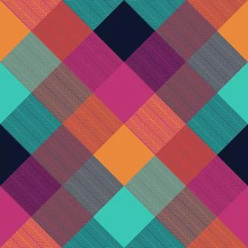 Colorful tartan pattern, simple geometric pixel texture for fabric イラスト素材