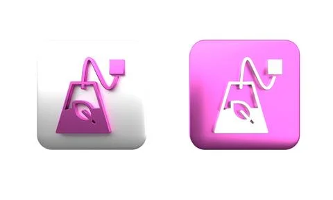 Colorful Tea bag icon isolated on white background. Square button. 3D rende.. Stock Photos