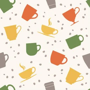 Colorful teacups seamless pattern Stock Illustration