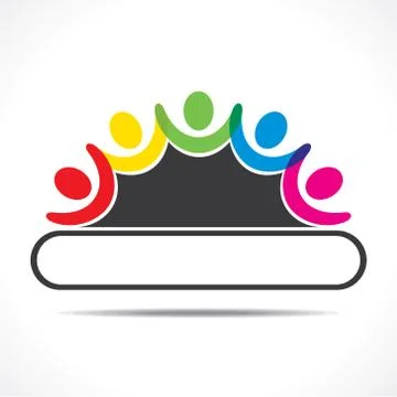 Colorful teamwork or unity with blank banner vector Stock Illustration