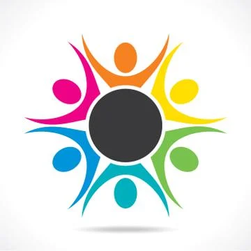 Colorful teamwork or unity design concept Ilustração Stock