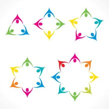 Colorful teamwork or unity design concept Stock Illustration