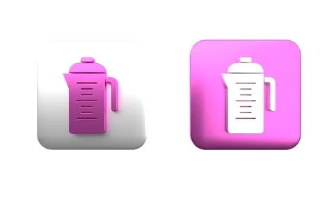 Colorful Teapot icon isolated on white background. Square button. 3D render.. Stock Photos
