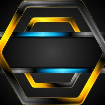 Colorful tech abstract background with glossy hexagons Stock Illustration