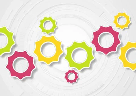 Colorful tech gears communication vector background Stock Illustration