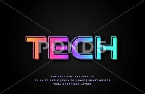 Colorful tech text style effect mockup - PSD Template PSD Template