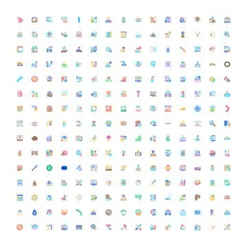 Colorful technology and abstract digital icons set Stock Illustration