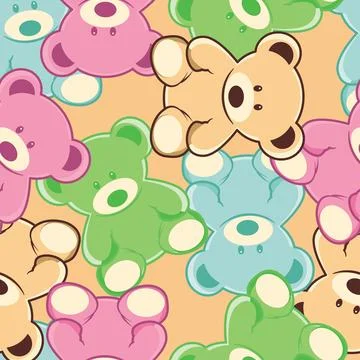 Colorful teddy bear seamless pattern Stock Illustration